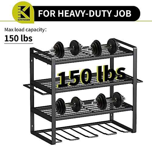 KAFAHOM Power Tool Organizer,4 Layer Drill Holders Wall Mount,Heavy Duty Metal Organizers and Storage Rack for Garage Organization,Tools Shelves with Screwdriver Plier/Hammer Holder, Black