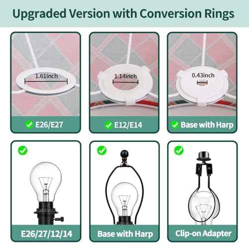 Christmas Plaid Lamp Shades Set of 2, Red and Green Diamond Pattern Linen Drum Lamp Shade with Spider Fitter for Farmhouse Table Lamps, 13" ¡¿ 13" ¡¿ 10" Christmas Decor