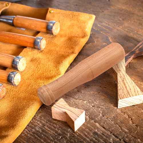 Veemoon Small Wood Carving Mallet Hammer, Solid Woodworking Hammer DIY Handmade Beech Wooden Mallet Wood Carving Tools with Comfortable Handle Reduces Hand Fatigue (3-Ounce, 7.8Inch)