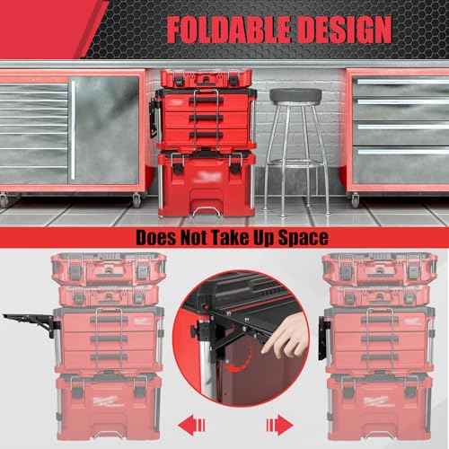 Folding Magnetic Table Compatible with Milwaukee Packout Toolbox,Powerful Magnetic Tool Tray Side on Your PACKOUT System