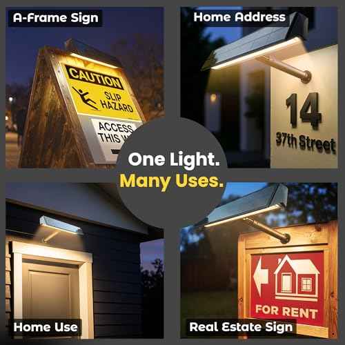 Brighticonic Solar Sign Lights Outdoor ? LED Solar Sign Light for House Numbers & Real Estate Signs ? 13" Warm White Floodlight, IP65 Waterproof, Dusk to Dawn Solar Mailbox Light - Wall/Ground Mount