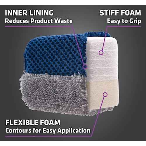 VIKING Tire Shine Applicator Sponges, Multi-Purpose Mesh and Microfiber Applicator Pad for Car Detailing, Blue and Grey, 2 Pack