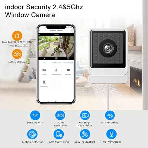VHV 4MP Ultra HD Smart Window Security Camera - 2.4G/5G WiFi, Color Night Vision, 24/7 Cloud Recording, AI Motion Detection, Family Sharing (1PCS)