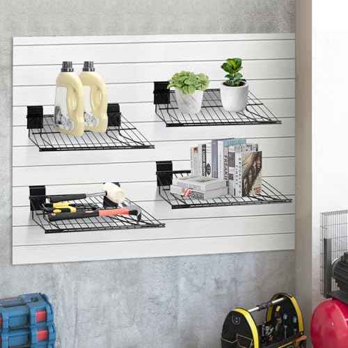 Slatwall Shelves, Slatwall Accessories, Slat Wall Wire Shelf, Heavy Duty Garage Storage Slatwall Shelf(16-Inch Width,2 Pack)