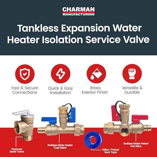 CMI Inc - 3/4 inch PEX A Tankless Water Heater Isolation Service Valve Kit ? Includes Pressure Relief Valve, Threaded Service Installation Valve - Compatible with Most Tankless Water Heaters