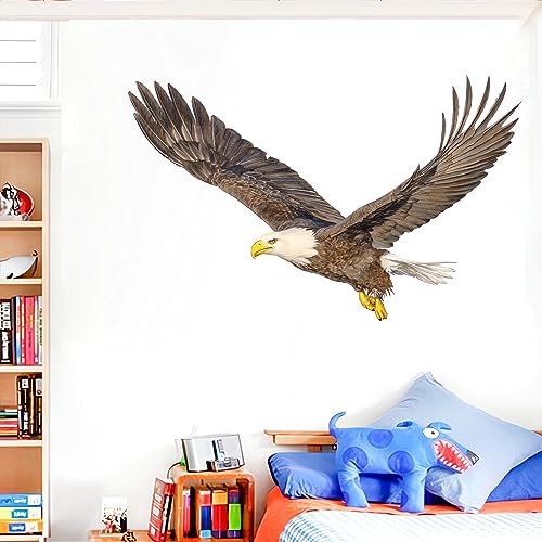 Bald Eagle Wall Stickers, sacinora Bird Animal Wall Decals Removable Vinyl Peel and Stick for Nursery Living Room Bedroom Children's Room Playroom Sofa TV Background Art Decorations