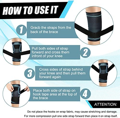 NEENCA Knee Braces for Knee Pain- 2 Pack Knee Sleeves for Pain Relief Set, Knee Compression Sleeves with Adjustable Straps for Best Fit, for Sports, Runner, Meniscus Tear, ACL, Arthritis, Joint Pain..