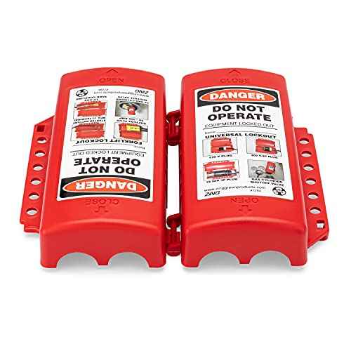 Zing Green Products 7294 USA Made Recycled Plastic Universal Forklift/Cylinder/Electrical Plug Lockout Device, 4.25 x 7.25 x 3 Inch , Red