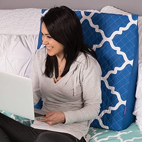 HealthSmart Wedge Pillow Cover for Bed Wedges, Wedge Pillow Case, with Rip & Spill Protection, Fits 24 x 24 x 12 Inch Wedges, Blue Moroccan