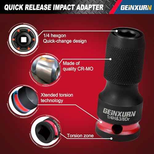 2PCS Impact Screwdriver Bit Holders, 3/8-Inch Square Drive to 1/4-Inch Quick Release Hex Socket Adapter for Impact Wrench