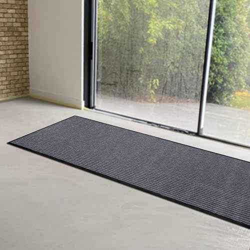 MaxMat¢ç Heavy Duty Floor Mat - Large Commercial, Indoor/Outdoor, Waterproof, Low-Profile, Easy to Clean Doormat (2 x 6 Feet, Grey, MXM-RIB0026GY)