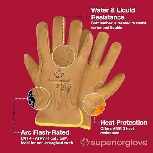 Superior Glove Endura Cut and Water Resistant Leather Work Gloves for Men & Women ? 378GOBKL Large (Pack of 1 Pair)