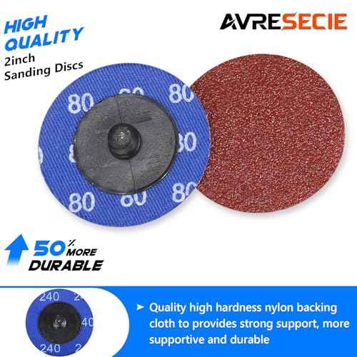 100Pcs 2 Inch die Grinder Sanding Disc, Roll Lock Quick Change Disc 36/60/80/120/240 Girt Die for Drill 1/4" Holder,Surface Prep Strip Grind Polish Finish Burr Rust Paint Removal