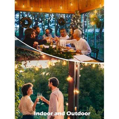DAMAING 200FT LED Outdoor String Lights with 100+5 Shatterproof Edison LED Bulbs A39, Waterproof Commercial Grade Patio String Lights for Outside Porch Backyard Garden Deck Decor, 2200K Dimmable