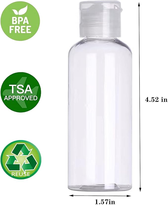 DNSEN 5 Pack 3.4oz Empty Plastic Travel Bottles for Toiletries TSA Approved Leak Proof Squeezable Travel Size Containers Travel Essentials Accessories, clear
