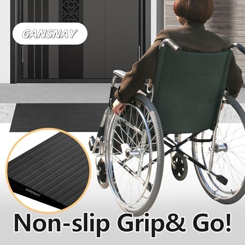 1.8" Rise Threshold Ramps for Doorways, Driveways, Heavy Duty Solid Rubber 9000lbs Capacity, Non-Slip & Cuttable Handicap Ramp for Wheelchairs, Scooters, Strollers, Curbs- 1.8″Rise (35″×9.8″)