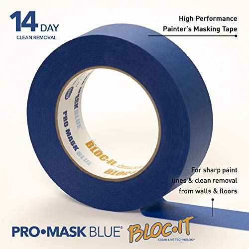 IPG ProMask Blue with BLOC-It, Premium 14-Day Masking Tape, 1.41" x 60 yd, Blue, (Single Roll)