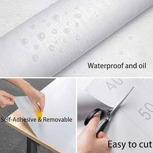 White Wood Wallpaper - White Wood Contact Paper - Peel and Stick Wallpaper Modern ? Self-Adhesive Removable Wall Paper for Cabinets Countertop Furniture Kitchen Wall, Easy to Clean 17.7¡±¡¿78.8¡± Vinyl