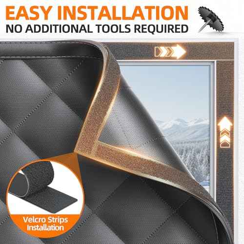 Window Insulation Kit for Winter 75"x79" Cold Weather Thermal Curtain with Heavy Cotton, Insulated Window Cover for Winter & Windows Draft Blocker for Winterizing Windows in Home RV Basement?Black