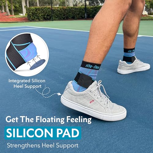 3-in-1 Ankle Compression Sleeve with Silicone Heel Pad - Ankle Brace for Sprains, Foot Fatigue, Post Surgery, Plantar Fasciitis Relief & Support (1, Small)