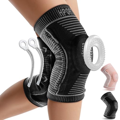 Compression Knee Pads for Women Men Sports 2 Pack Knee Sleeves with Patella Gel Pad & Side Stabilizers, Knee Braces for Knee Support Workout Sports ACL & Arthritis Pain Relief Black (XXL)