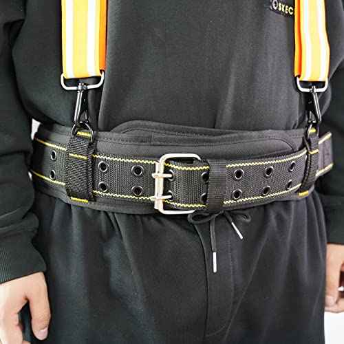 MELOTOUGH Padded Tool Belt with D ring for men Adjustable for 34"-50" Waists Heavy-duty Work Belt Metal Buckle