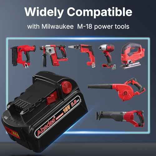 Abeden 18v Battery 2Packs Replacement for Milwaukee M18 Battery 5000mh,High-Capacity Batteries Compaitble with Milwaukee Tools and Charger Black