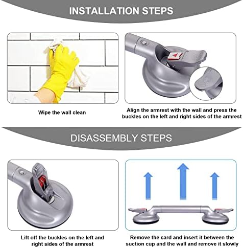 19inch Shower Suction Grab Bar, Portable Shower Handle Bar Suction Grip Bar Bathtub Handle with Strong Hold Suction Cup Fitting and Rapid Release for Bathroom(Max Capacity 300lb