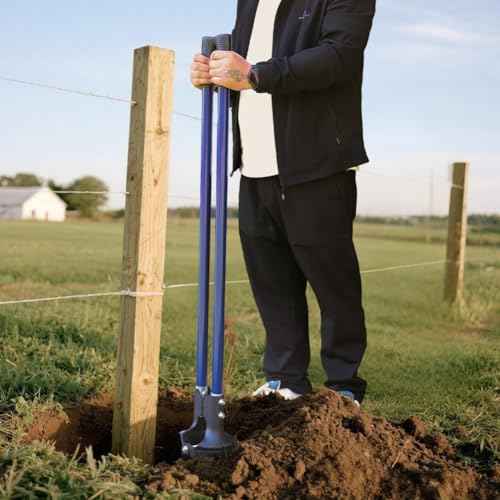 Post Hole Digger, 58 Inch Heavy Duty Manual Posthole Digger with Fiberglass Handle & Carbon Steel Blades for Fence Post, Mailbox, Gardening and Planting