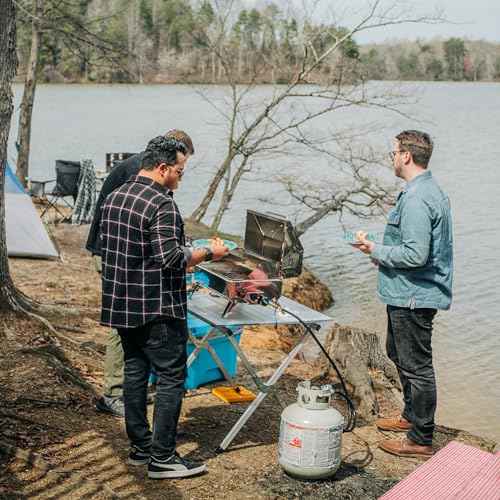 Camco Aluminum Roll-Up Table with Carrying Bag | Lightweight & Easy-to-Carry | Comfortably Sits 4-6 People | Ideal for Tailgating, Camping, The Beach, Parties & More (51892)