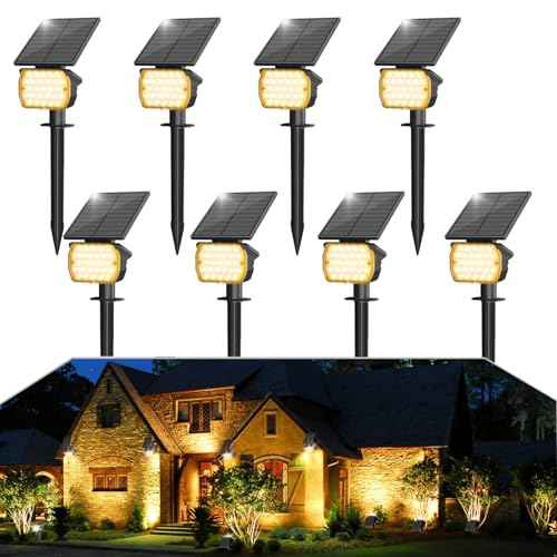 VOLISUN Solar Spotlight Outdoor, IP67 Waterproof Solar Landscape Spot Lights£¬Uplights for Yard Garden Pathway - 8 Pack (Warm White) 27 LED 3 Lighting Modes