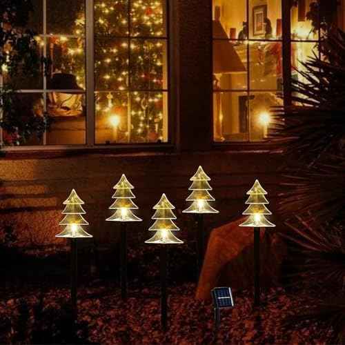 ILLUMINEW Outdoor Christmas Decorations, Solar Xmas Pathway Lights, Set of 20 Waterproof Landscape Christmas Lights, LED Lamp for Yard Lawn Patio Walkway Decor