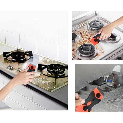 14 Pcs Plastic Blade Scraper Tool - Sticker Plastic Razor Blade Scraper Pick Non Scratch Tool Putty Knife for Removal Floor Stove Scraping Labels and Decals Sticker on Car Window Glass