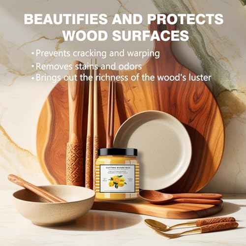 Premium Cutting Board Finish Wax - Natural Beeswax and Carnauba Wax - Improved with Lemon & Orange Oils - Beeswax Wood Polish - for Wood Butcher Blocks, Wooden Bowls - Wood Conditioner - 3.5oz