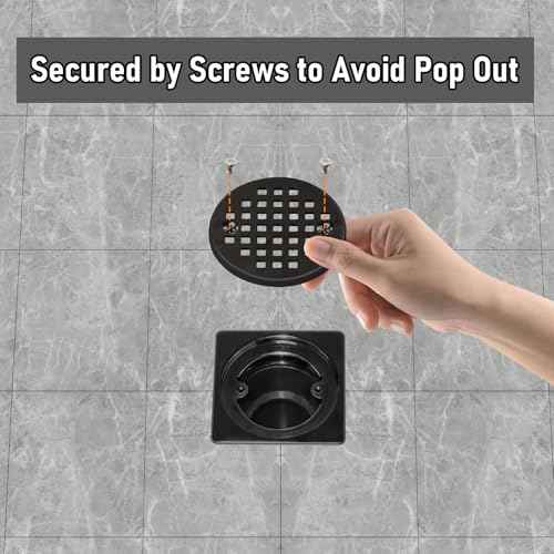 Shower Drain Kit 2 Inch Integrated Shower Flange Kit Compatible with Schluter Systems Kerdi Drain, ABS Shower Drain Base Flange with 304 Stainless Steel 4'' Drain Grate and Waterproof Seals
