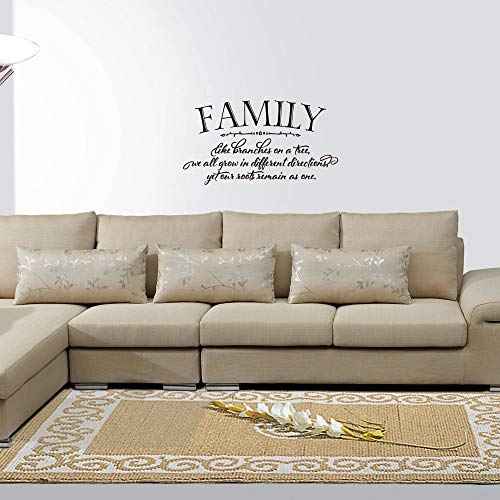 Family Like Branches on a Tree we All Grow in Different Directions Yet Our Roots Remain as one - Pure Black Vinyl Wall Decals Quotes Handwriting Seperated Art Letters Wall Sayings Home D?cor