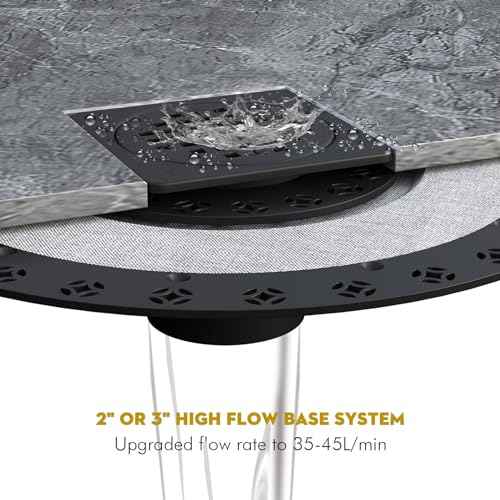 4¡± Drain Grate Kit - Compatible with Schluter Systems Kerdi Shower Drain - Shower Floor Drain Kit with Flange - SUS 304 Stainless Steel Grate & 2 Inch ABS Flange & CUPC Certification - Matte Black
