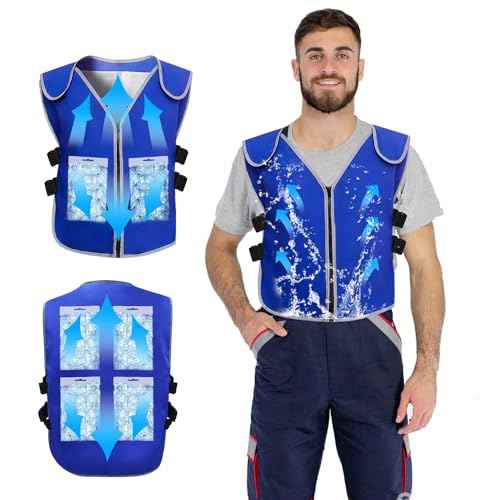 Cooling Vest With 20pcs Ice Packs for Men Women - Ice Cold Vest Adjustable Cool Jacket for Working Hot Weather