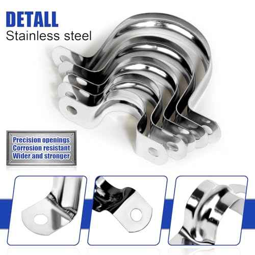 20Pcs 2 Inch Stainless Steel Conduit Clamps, 2 Hole Strap U Bracket Rigid Pipe Strap, Tension Clips U-Tube Clamp for Pipe Fixing on Various Surfaces