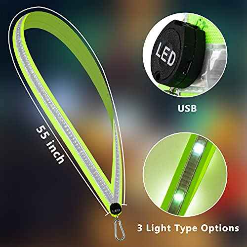 LED Night Running Gear High Visibility LED Flashing Sash Outdoor Running Cycling Hiking Jogging Rechargeable Illuminating Gear for Men and Women Night Safety Walking