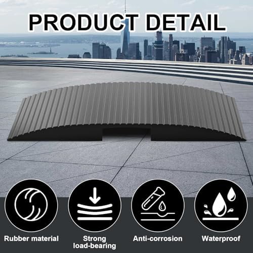 19.7 x 33.9 x 2.8 inch Rubber Curb Ramp Bridge Threshold Ramps for Doorways, Get in and Out of Houses, Wheelchairs/Walkers, Non Slip Indoor Outdoor Patio Transition Ramp