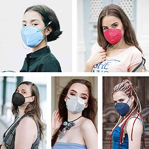 HUHETA KN95 Face Masks 100PCs, 5-Ply Breathable Protective KN95 Mask for Adults Individually Wrapped, Multicolor