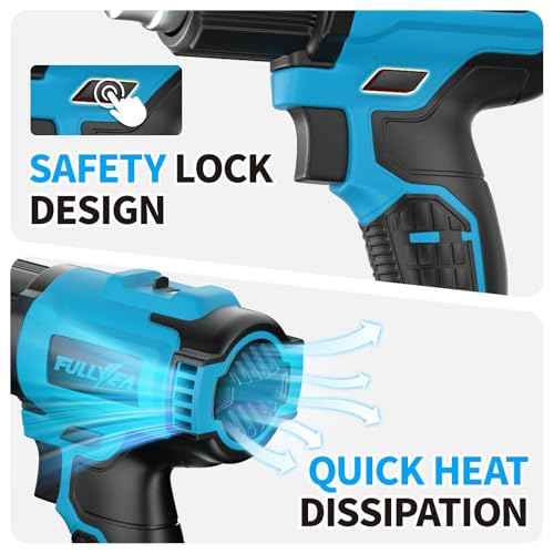 Heat Gun Cordless, Max 1022¡ÆF (550¡ÆC), Hot Air Gun Kit with 2x4.0Ah Batteries & 5 Nozzles, Lightweight Portable, Battery Heat Gun for Shrink Tubing, PVC Wrap, DIY Craft (Blue)