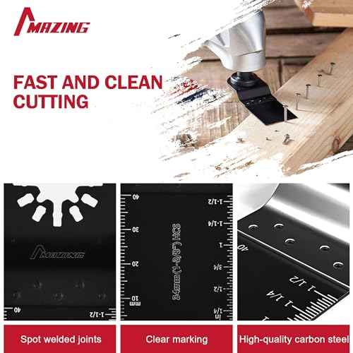 MAZING 58 PCS Oscillating Saw Blades, Quick Release Titanium Multi Tool Blades Kits for Wood Metal Plastic, Universal Oscillating Tool Blade Kits for Dewalt Ryobi Milwaukee Rockwell Fein Makita