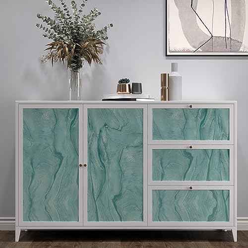 YENHOME Turquoise Blue Marble Wallpaper Peel and Stick Countertops Waterproof Granite Wallpaper for Walls Self Adhesive Marble Look Contact Paper Removable Wall Paper Pull and Stick 17.7"X80"