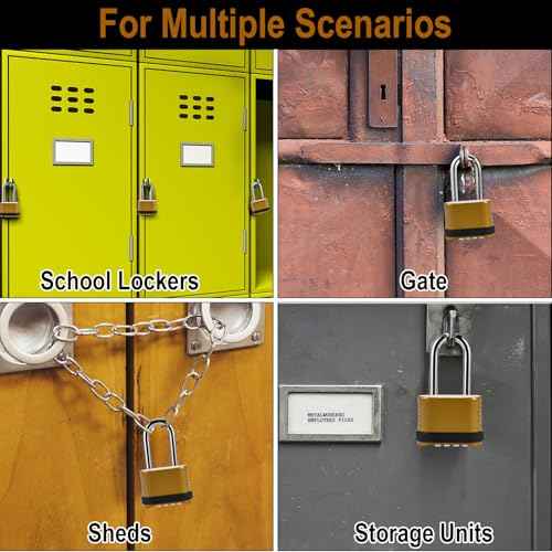 4 Digit Heavy Duty Combination Lock - 105mm Long Shackle Weatherproof Combination Padlock, Outdoor Combo Lock for Storage Units, Gym Lockers, Fence Gates & Shed Doors - Golden (2pcs, Long Shackle)