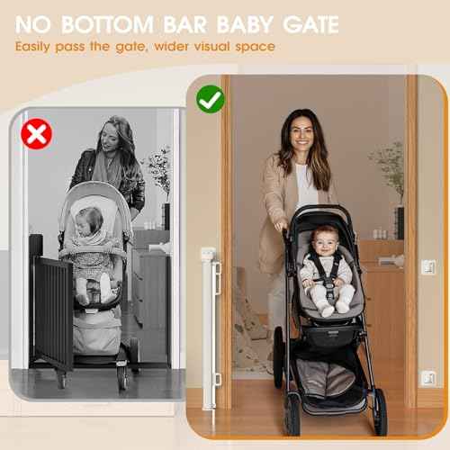 HOMEAL Retractable Baby Gates for Stairs & Doorways, Outdoor Indoor Mesh Dog Gate for Kids or Pet, Extra Wide Baby Gates for Deck, Porch, Hallways, Patio (White, Width Up to 55")