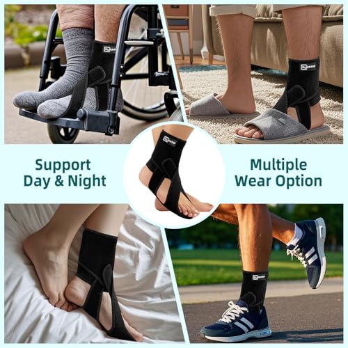 AFO Foot Drop Brace for Walking, Plantar Fasciitis Night Splint, Ankle Foot Orthosis, Drop Foot Brace w/Arch Support Relief Pain for TBI, ALS, MS Stroke, Fracture, Spinal Cord Injury Right