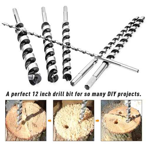 1/2 Inch x 12 Inch Long Auger Drill Bit for Wood, Hex Shank Ship Auger Drill Bit for Soft and Hard Wood, Plastic, Drywall and Composite Materials