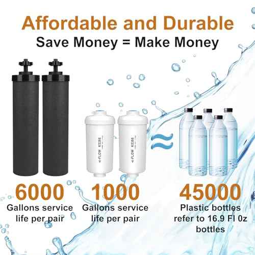 Water Filter Replacement for Berkey¢ç, 2 Black Carbon Filters and 2 Fluoride Filters Compatible with Berkey¢ç Gravity Water Filter System